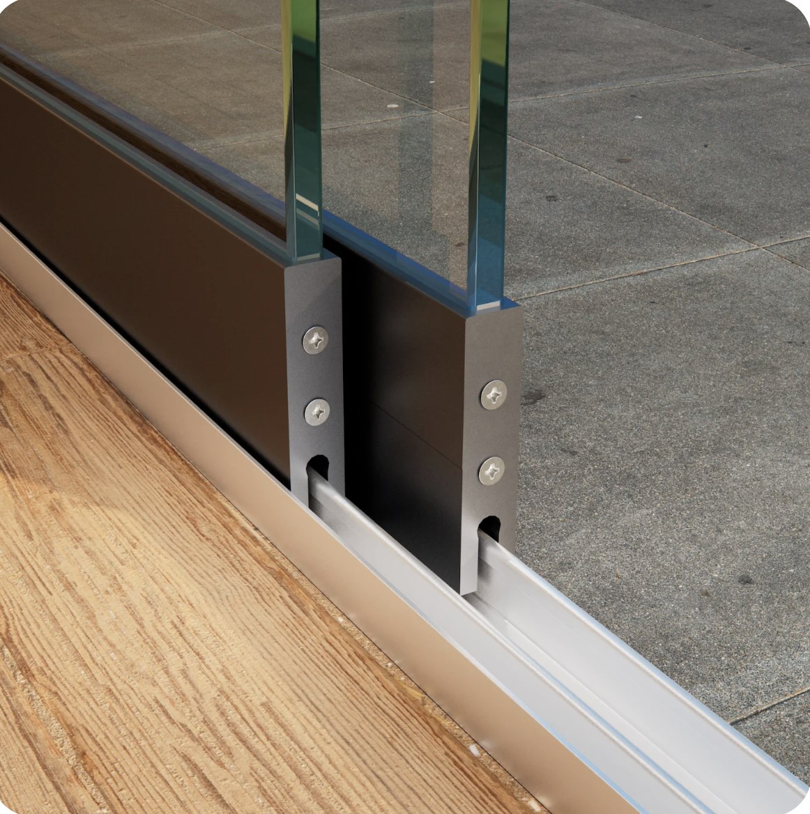 2 spoor glazen schuifwand