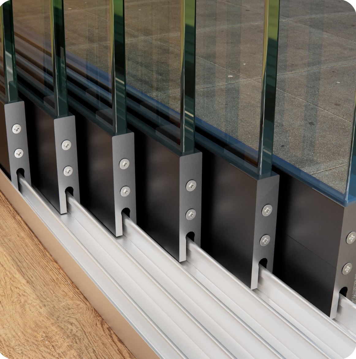 7 spoor glazen schuifwand